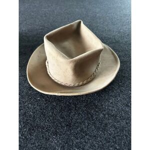 Vintage Royal De Luxe Stetson Tan Fur Felt Fedora Hat Braided Band Stevenson's 8